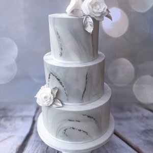 3 tier marble cake with sugar roses