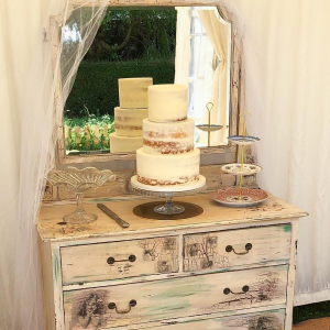 3 tier semi naked wedding cake